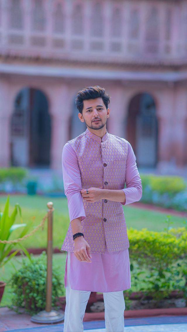 Men in Made DR Lavender Jacquard Jacket And Kurta Set For Men's