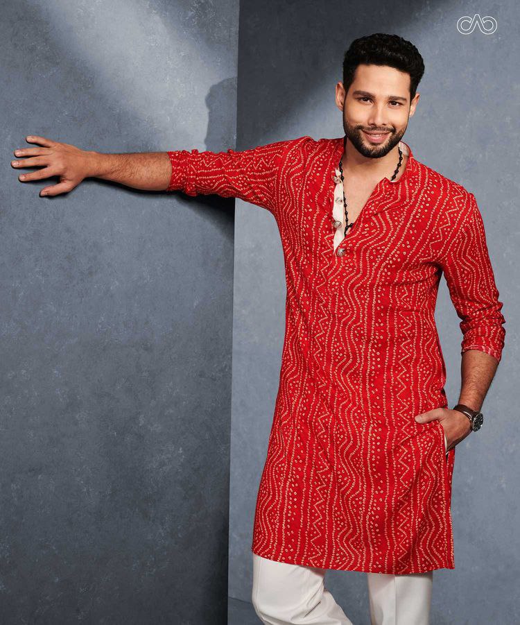 Red Bandhani Pure Cotton Printed Kurta With Pajama