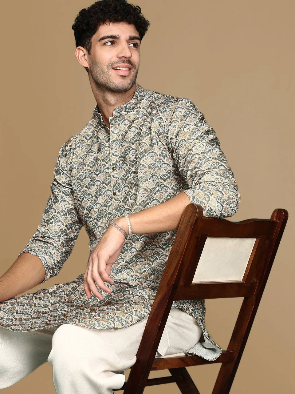 Grey Trendy Printed Kurta With Pajama