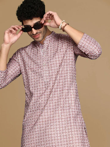 Lavender Trendy Printed Kurta With Pajama