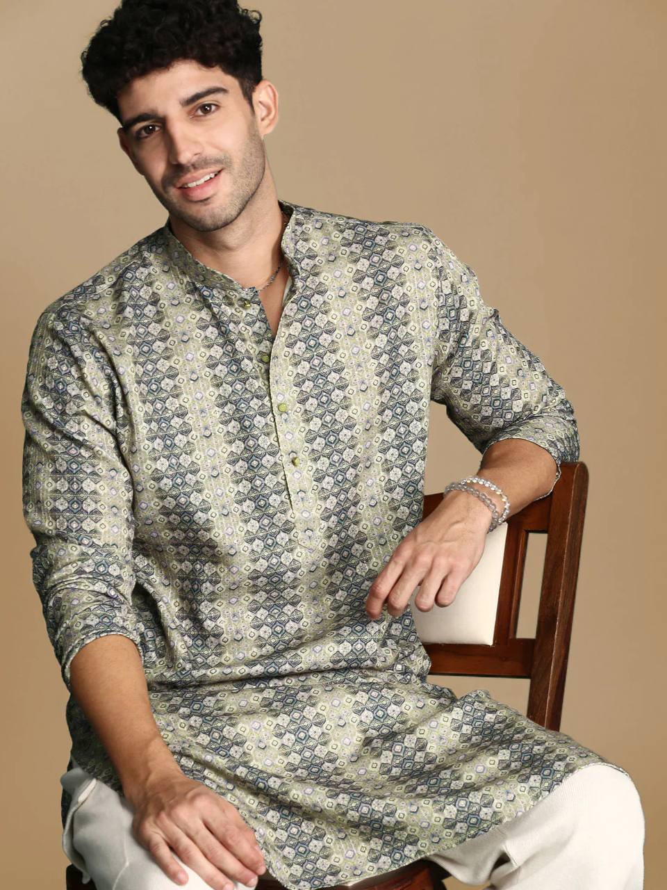 Grey Trendy Printed Kurta With Pajama